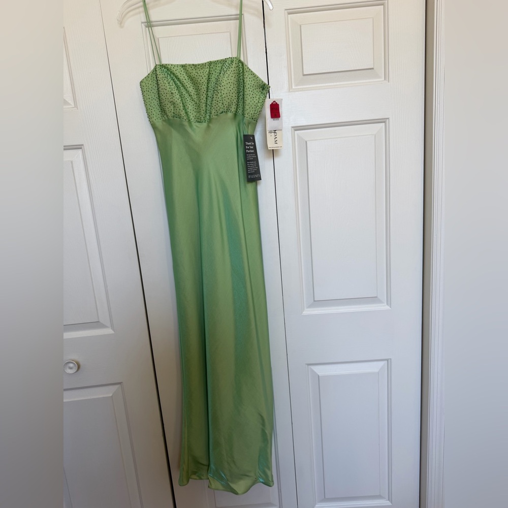 Vintage Betsy & Adam Mint Green Beaded Strapless Prom Gown